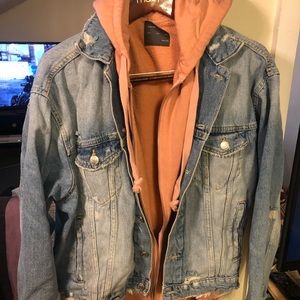 ZARA MAN denim jacket w/ hooded lining